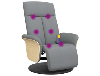 vidaXL Massagestoel verstelbaar met voetensteun stof lichtgrijs