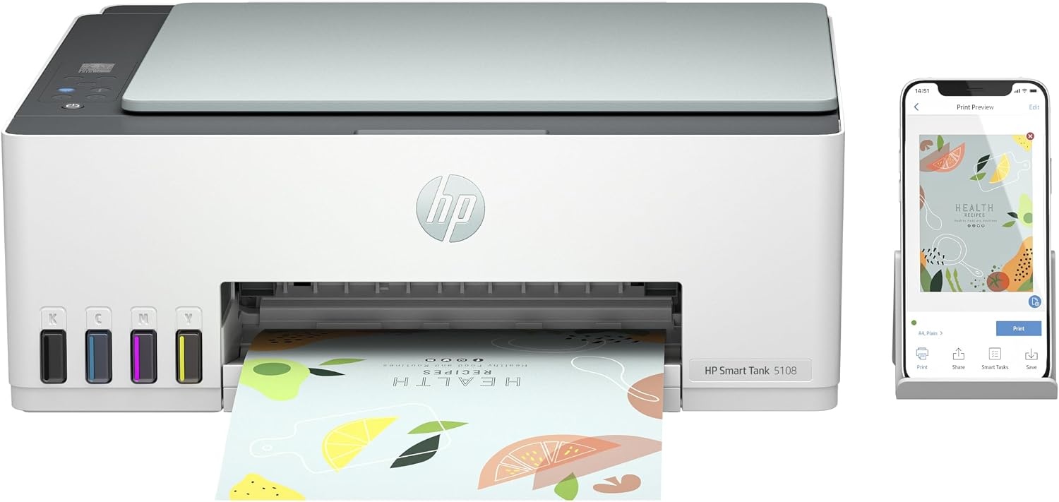 Multifunctionele printer HP Smart-Tank 5108 WLAN, met navulbare tank, inclusief drukinkt voor maximaal 3 jaar