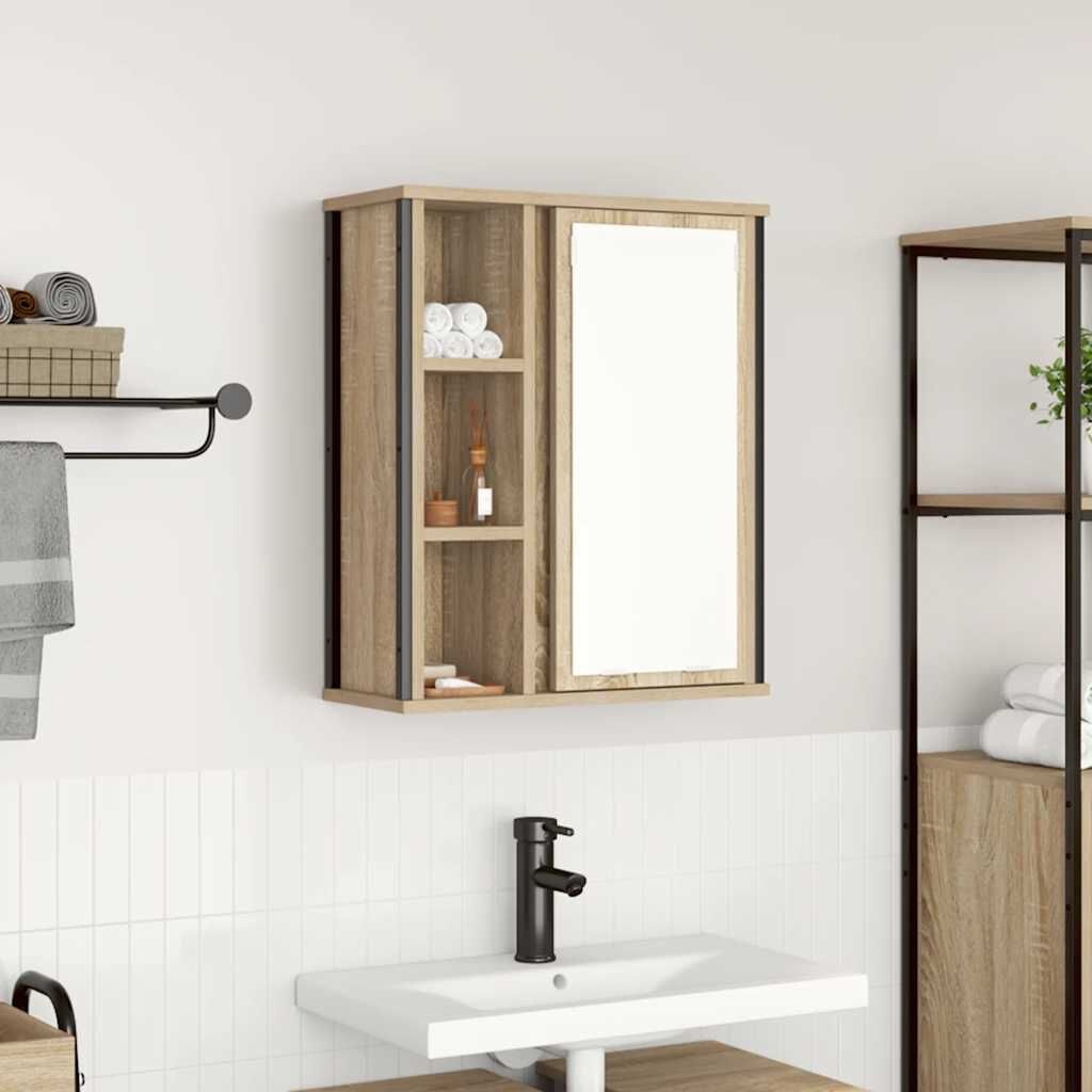 vidaXL Badkamerwandkast met spiegel 50x21x60 cm sonoma eikenkleurig