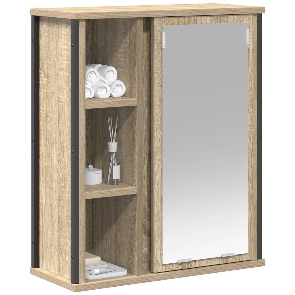 vidaXL Badkamerwandkast met spiegel 50x21x60 cm sonoma eikenkleurig