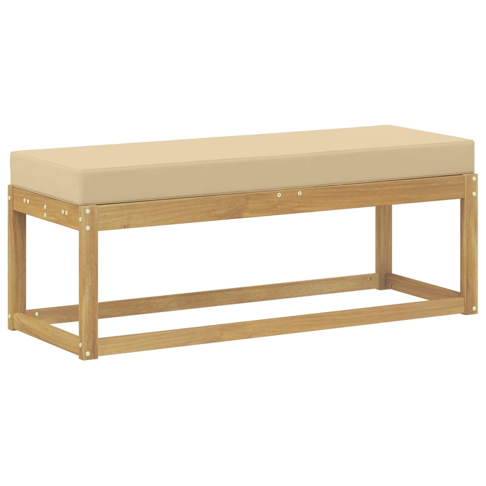 vidaXL Buitenstoolbank Massief Acaciahout Whitewash en beige