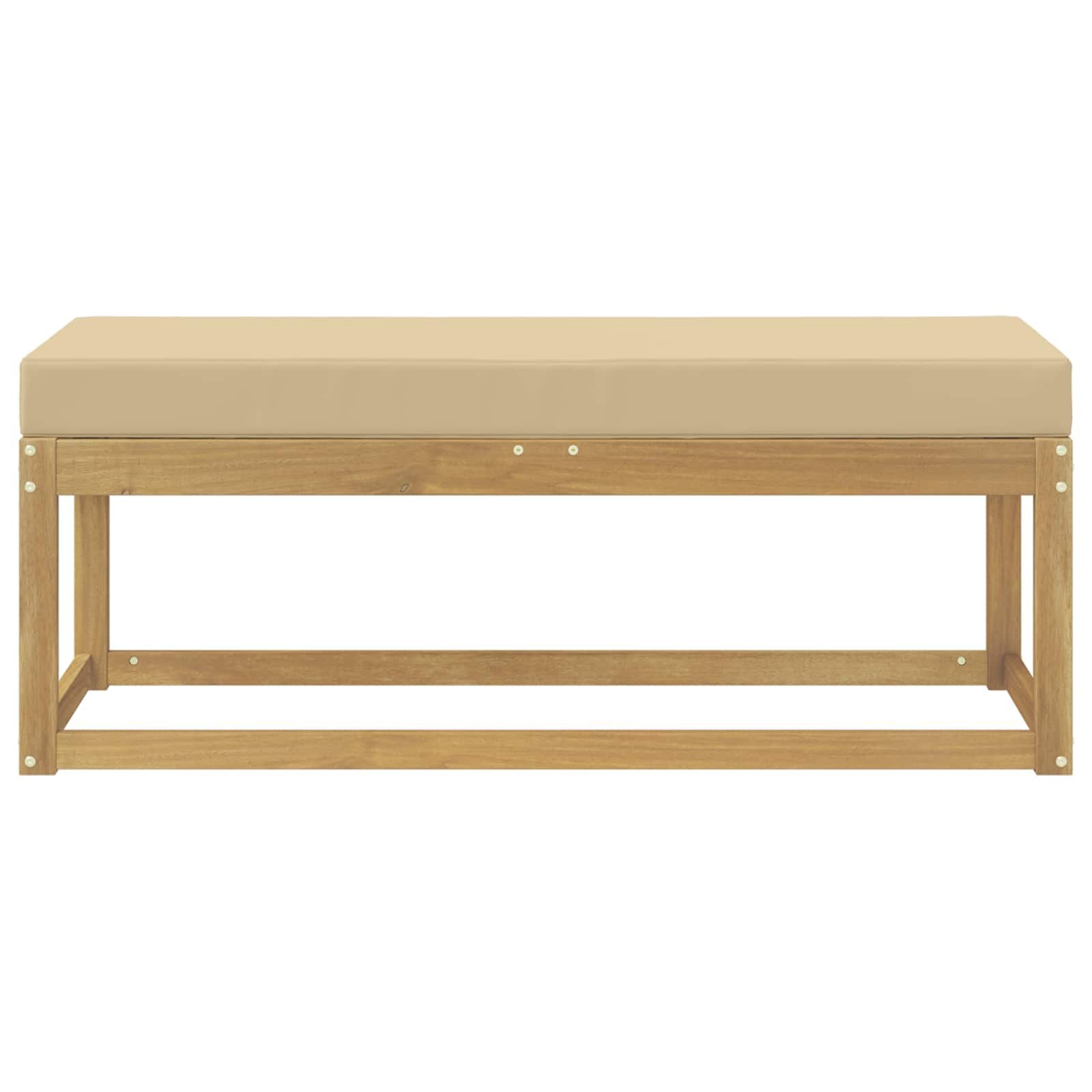 vidaXL Buitenstoolbank Massief Acaciahout Whitewash en beige