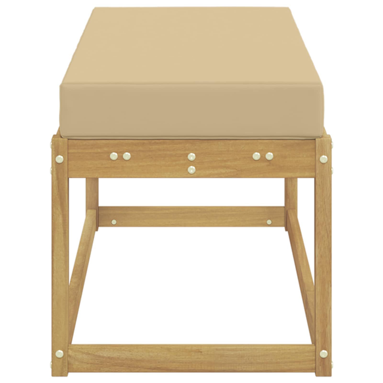 vidaXL Buitenstoolbank Massief Acaciahout Whitewash en beige