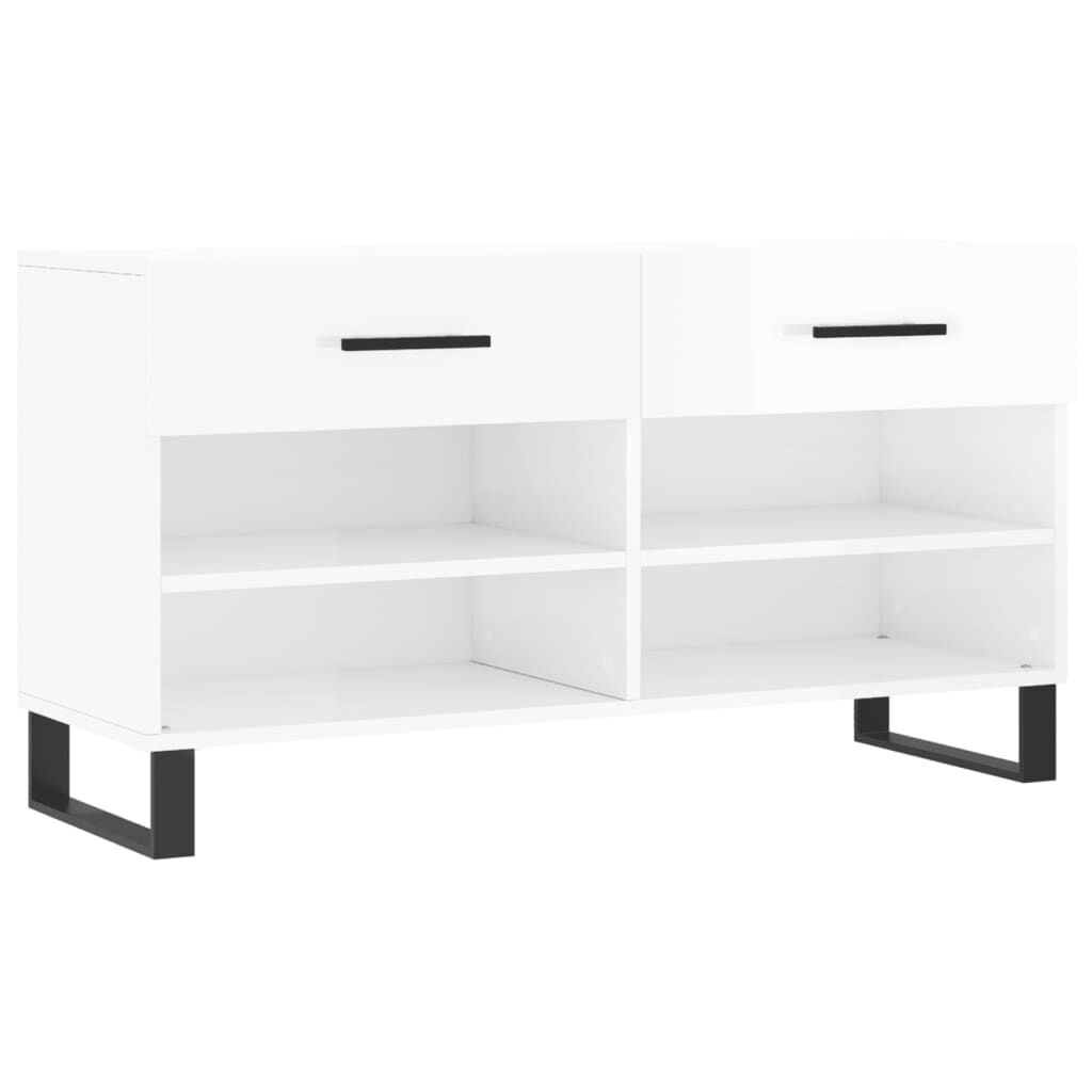 vidaXL Schoenenbank 102x35x55 cm bewerkt hout hoogglans wit
