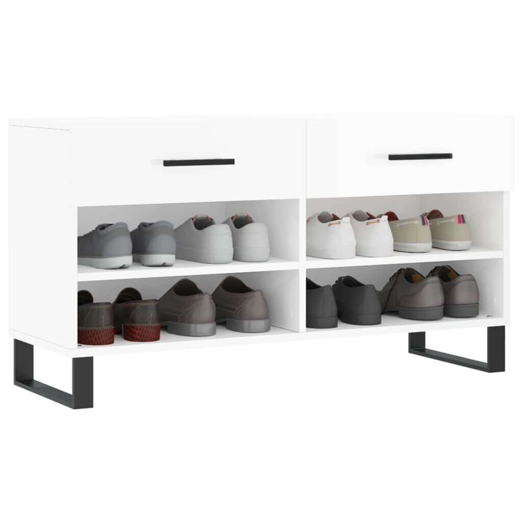 vidaXL Schoenenbank 102x35x55 cm bewerkt hout hoogglans wit