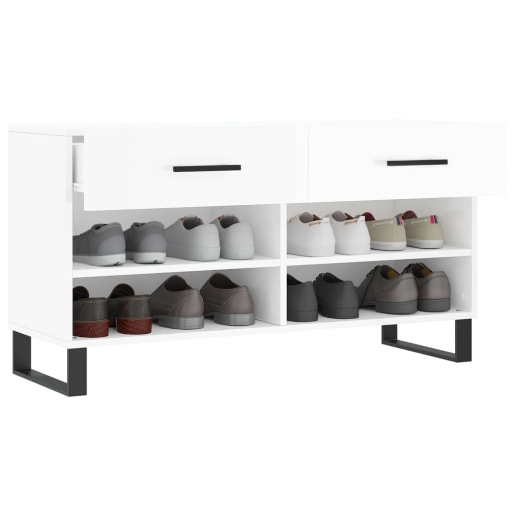 vidaXL Schoenenbank 102x35x55 cm bewerkt hout hoogglans wit
