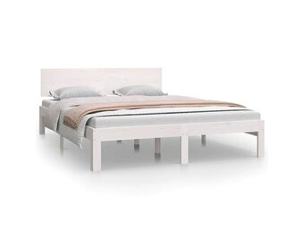 vidaXL Bedframe massief grenenhout wit 140x200 cm