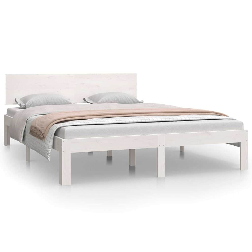 vidaXL Bedframe massief grenenhout wit 140x200 cm