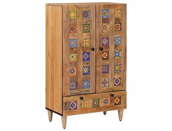vidaXL Hoge kast Naturel 60 x 33,5 x 100 cm Massief Mango Hout