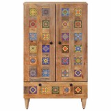 vidaXL Hoge kast Naturel 60 x 33,5 x 100 cm Massief Mango Hout