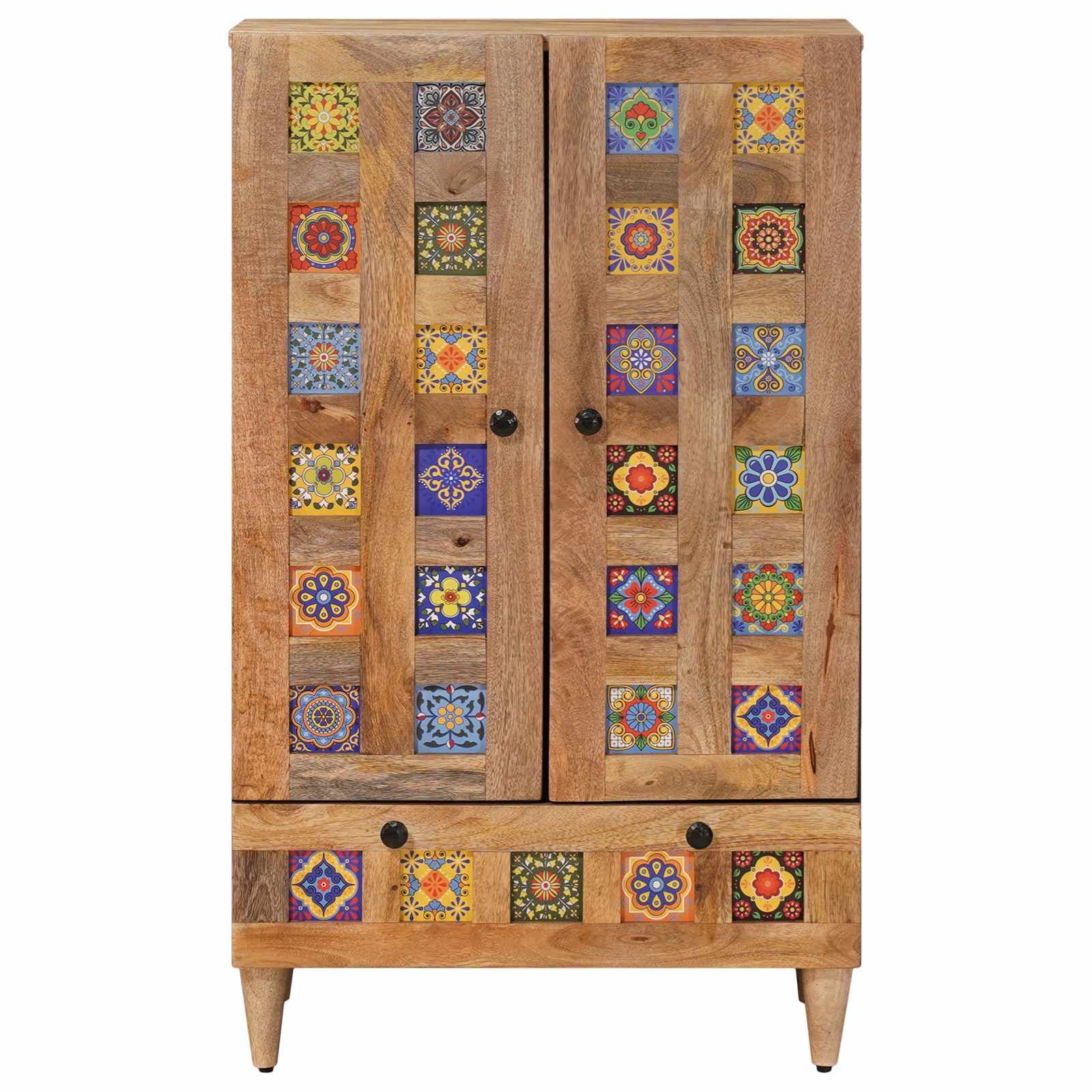 vidaXL Hoge kast Naturel 60 x 33,5 x 100 cm Massief Mango Hout