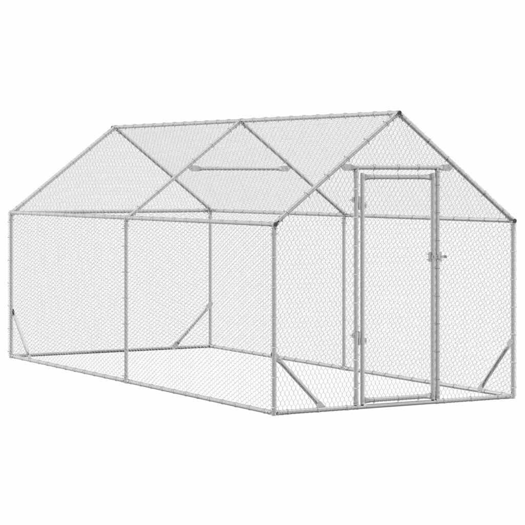 vidaXL Kippenhok Zilver 400 x 170 x 177 cm Gegalvaniseerd staal