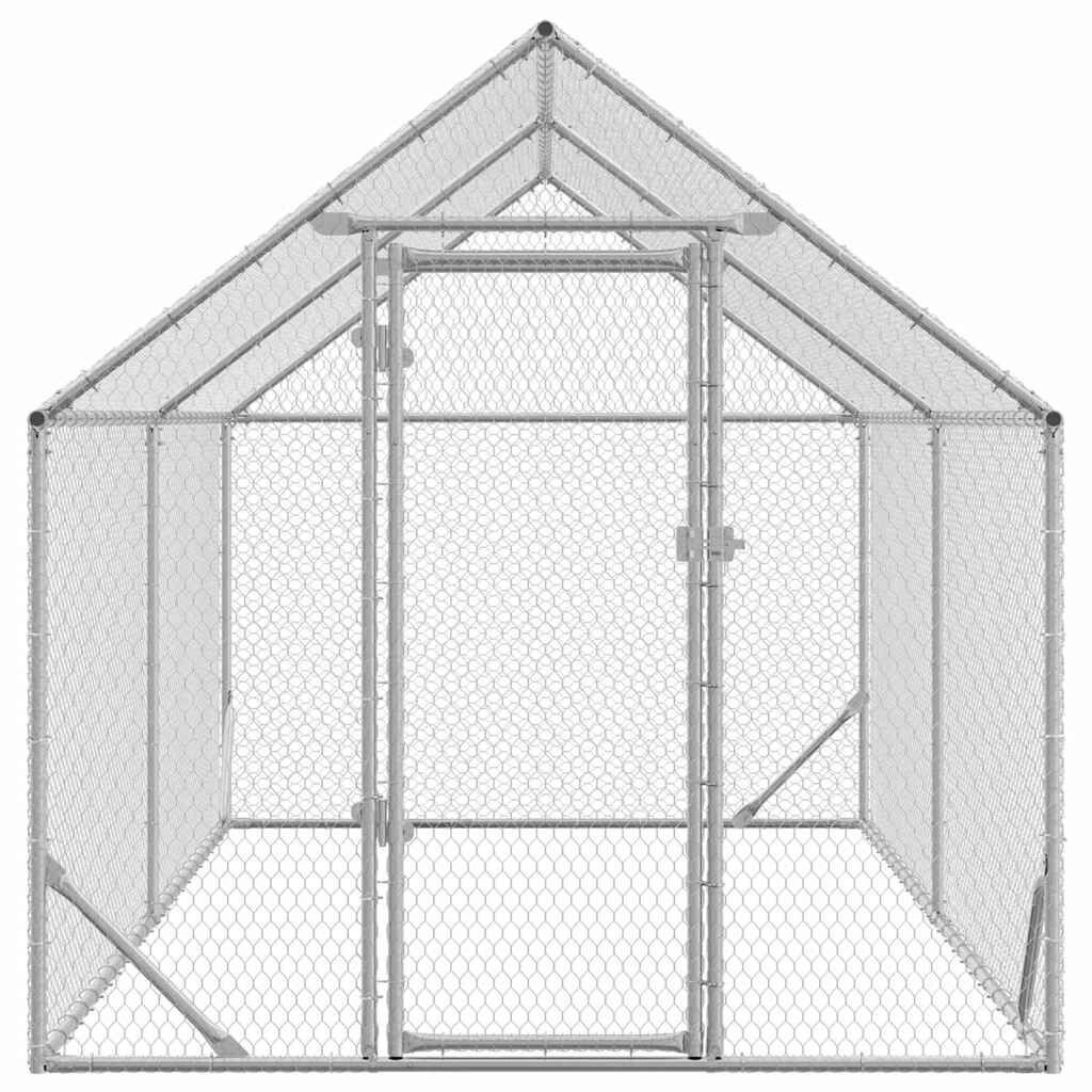vidaXL Kippenhok Zilver 400 x 170 x 177 cm Gegalvaniseerd staal