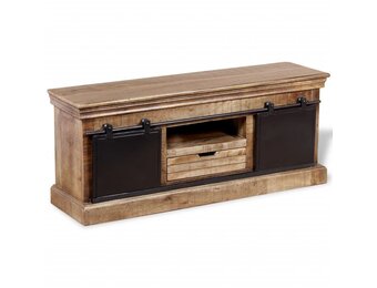 vidaXL Tv-meubel met 2 schuifdeuren 110x30x45 cm massief mangohout