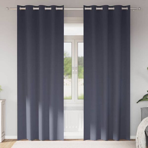 vidaXL Zwart-out Gordijnen met Ringen 2 st Antraciet 260 x 140 cm