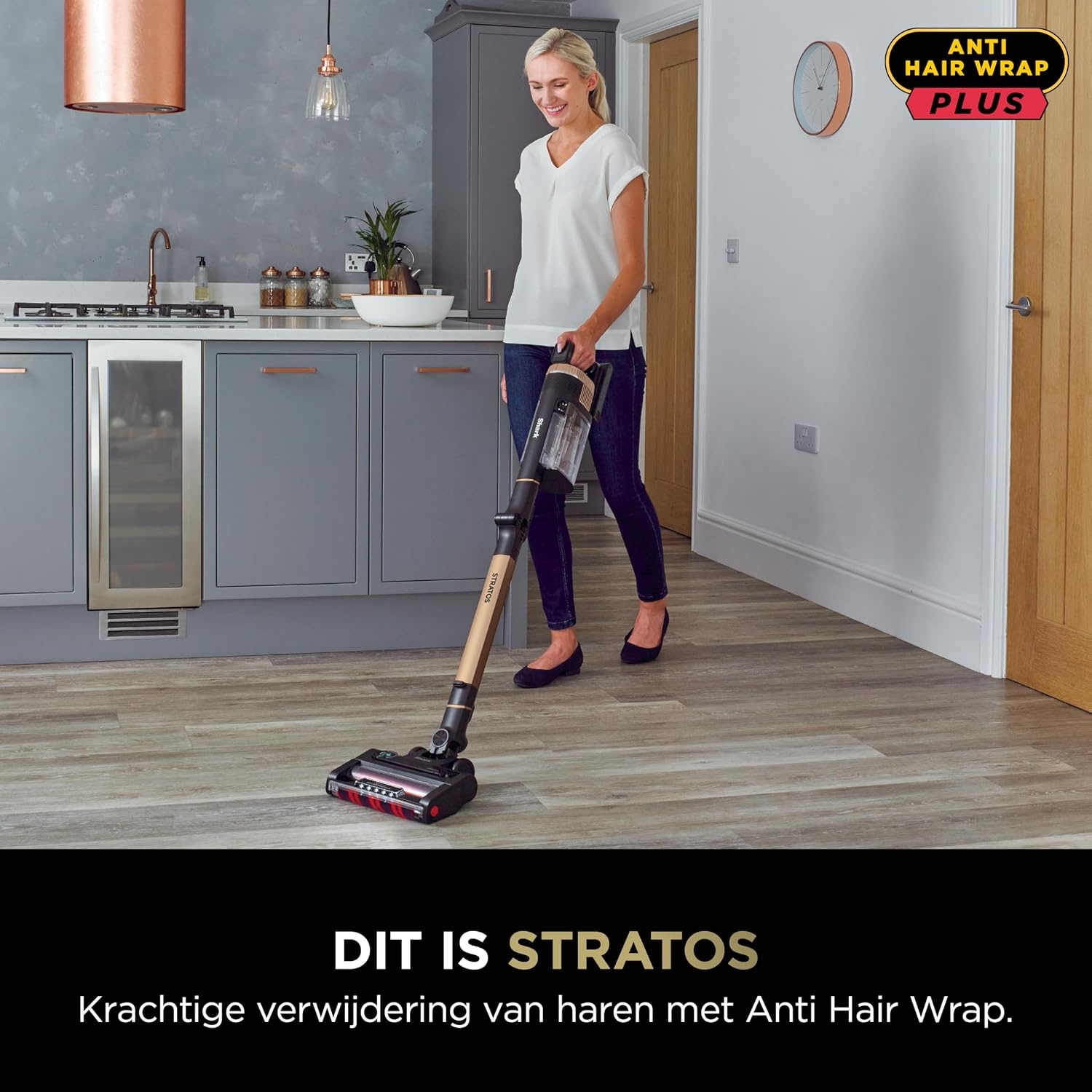 Shark Stratos Snoerloze Steelstofzuiger, PowerFins Plus, 60 Min. Gebruiksduur, Anti Hair Wrap & CleanSense IQ Stofzuiger met Auto-Set, Huisdier-, Spleet- en Multi-Oppervlakmondstuk, IZ400EUTBK