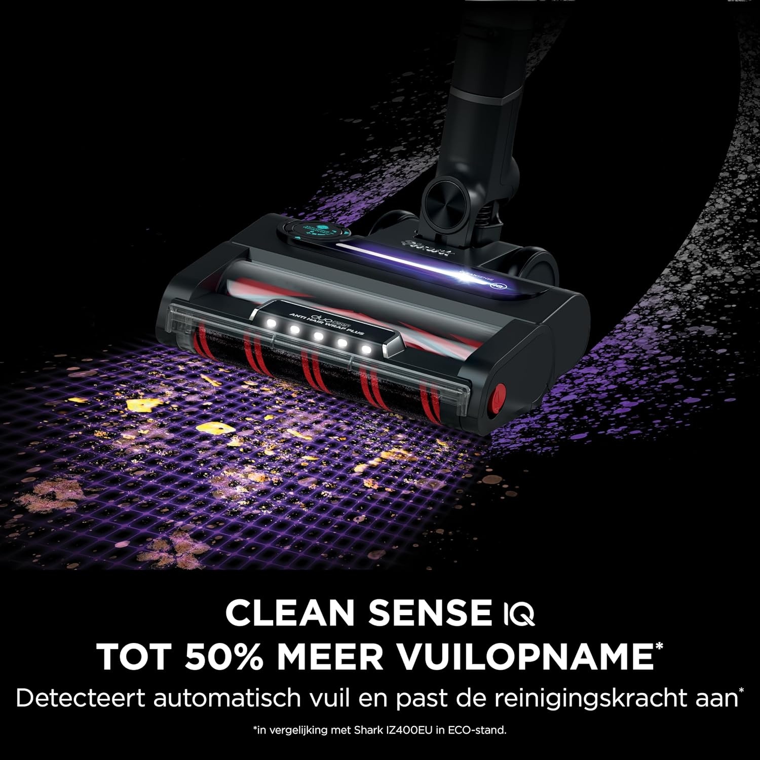 Shark Stratos Snoerloze Steelstofzuiger, PowerFins Plus, 60 Min. Gebruiksduur, Anti Hair Wrap & CleanSense IQ Stofzuiger met Auto-Set, Huisdier-, Spleet- en Multi-Oppervlakmondstuk, IZ400EUTBK