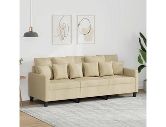 vidaXL Driezitsbank 180 cm stof crèmekleurig