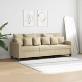 vidaXL Driezitsbank 180 cm stof crèmekleurig