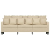 vidaXL Driezitsbank 180 cm stof crèmekleurig