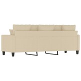 vidaXL Driezitsbank 180 cm stof crèmekleurig