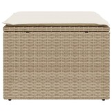 vidaXL Tuinkruk met kussen 55x55x37 cm poly rattan beige