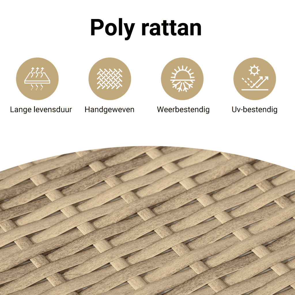 vidaXL Tuinkruk met kussen 55x55x37 cm poly rattan beige