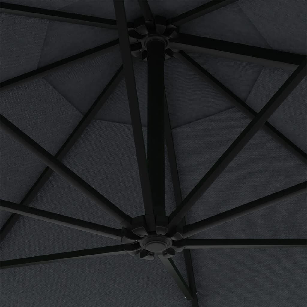 vidaXL Wandparasol met metalen paal 300 cm antraciet