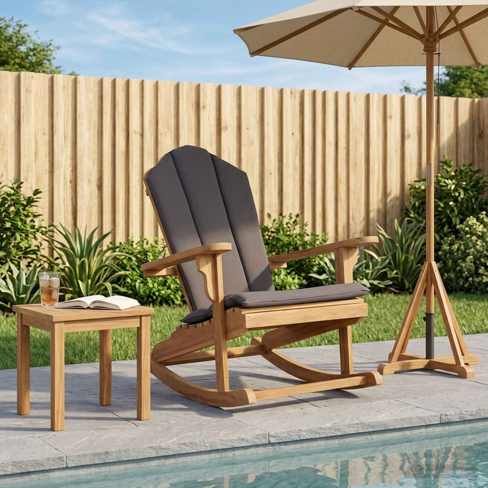 vidaXL Tuin Adirondack Schommelstoel Naturel Massief teakhout