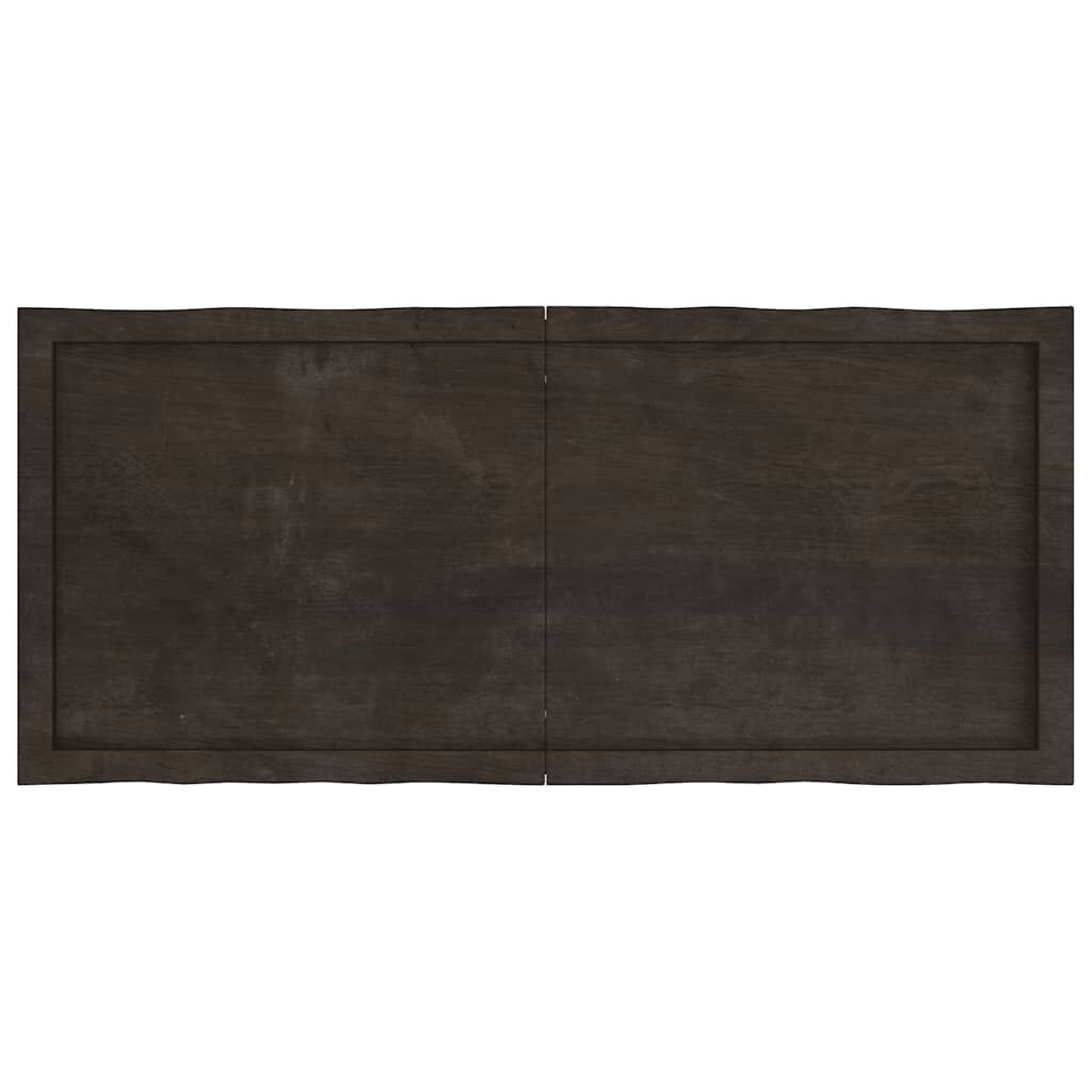 vidaXL Tafelblad natuurlijke rand 120x50x(2-4)cm eikenhout donkerbruin