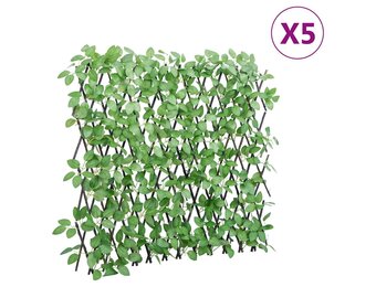 vidaXL Kunstplant klimop op latwerk 5 st uittrekbaar 180x60 cm groen