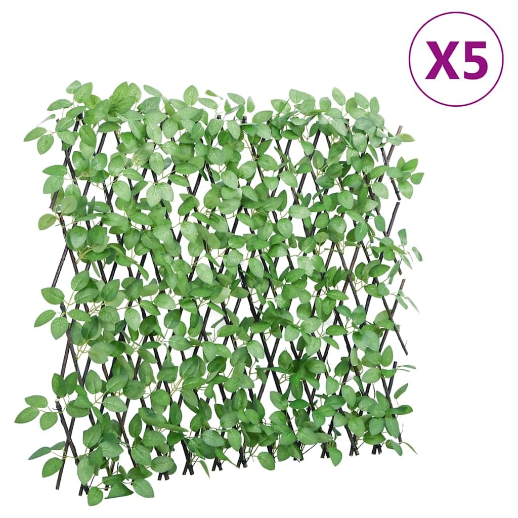 vidaXL Kunstplant klimop op latwerk 5 st uittrekbaar 180x60 cm groen