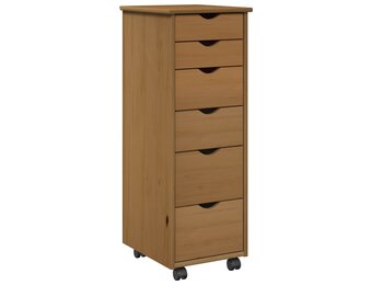 vidaXL Rolling Kast 34 x 39 x 93,5 cm Massief Vurenhout Honingbruin