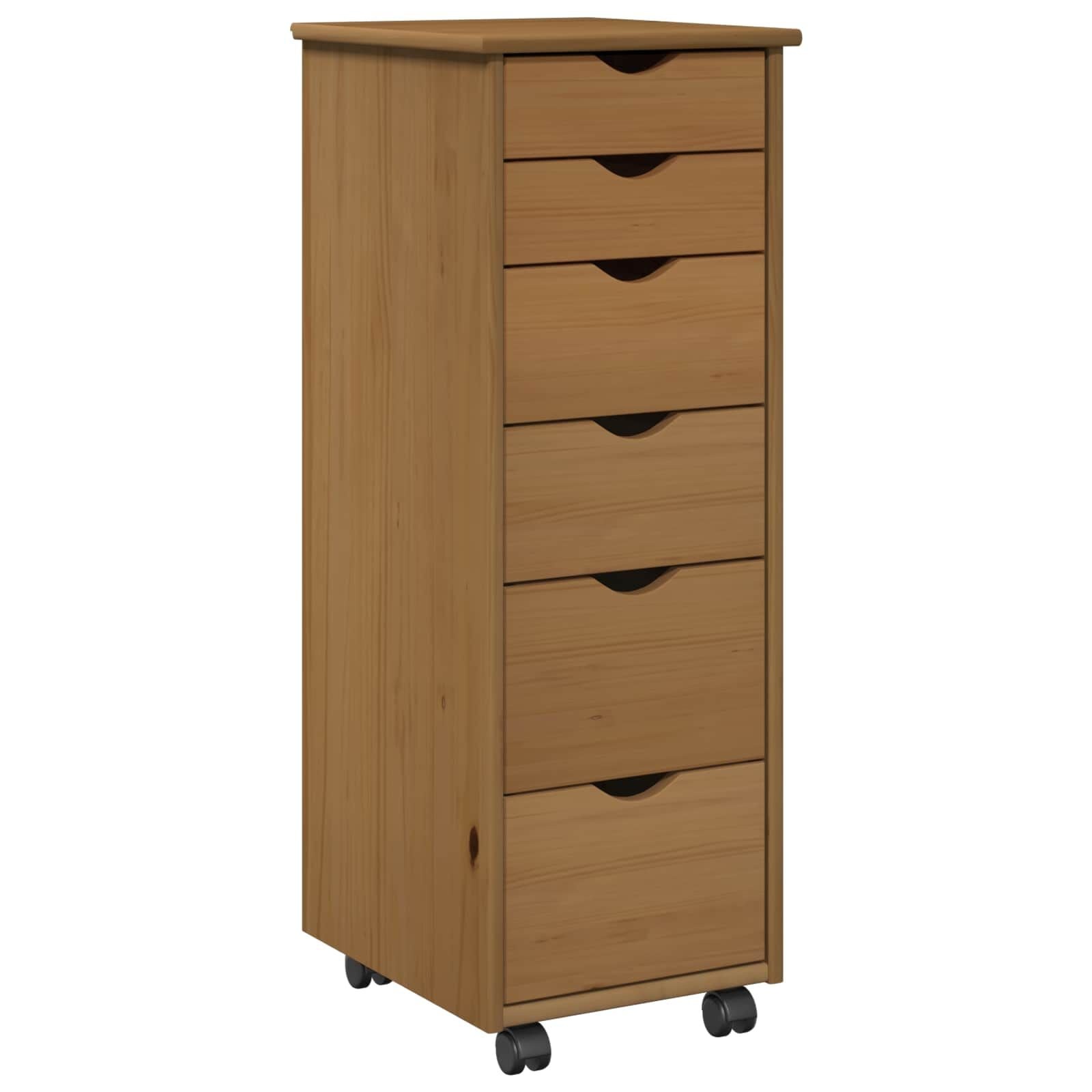 vidaXL Rolling Kast 34 x 39 x 93,5 cm Massief Vurenhout Honingbruin