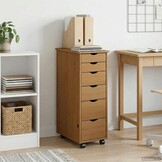vidaXL Rolling Kast 34 x 39 x 93,5 cm Massief Vurenhout Honingbruin