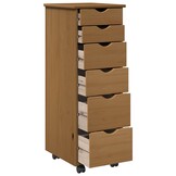 vidaXL Rolling Kast 34 x 39 x 93,5 cm Massief Vurenhout Honingbruin