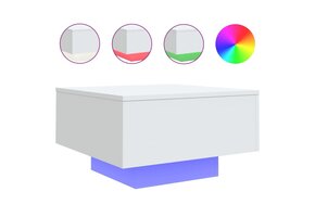 Moderne Salontafel met LED-verlichting - Wit - 55x55x31 cm - 52% Korting