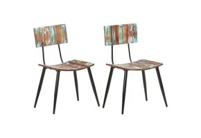 vidaXL Eetkamerstoelen Massief Gerecycled Hout Bruin (2 stuks) - 54% Korting