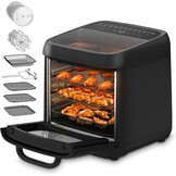 12 liter heteluchtfriteuse, 12-in-1 heteluchtfriteuse met 8 accessoires, oven, grill, droogautomaat, 1800 W Air Fryer zonder olie met 2 grote kijkvensters, 80-200 °C, zwart