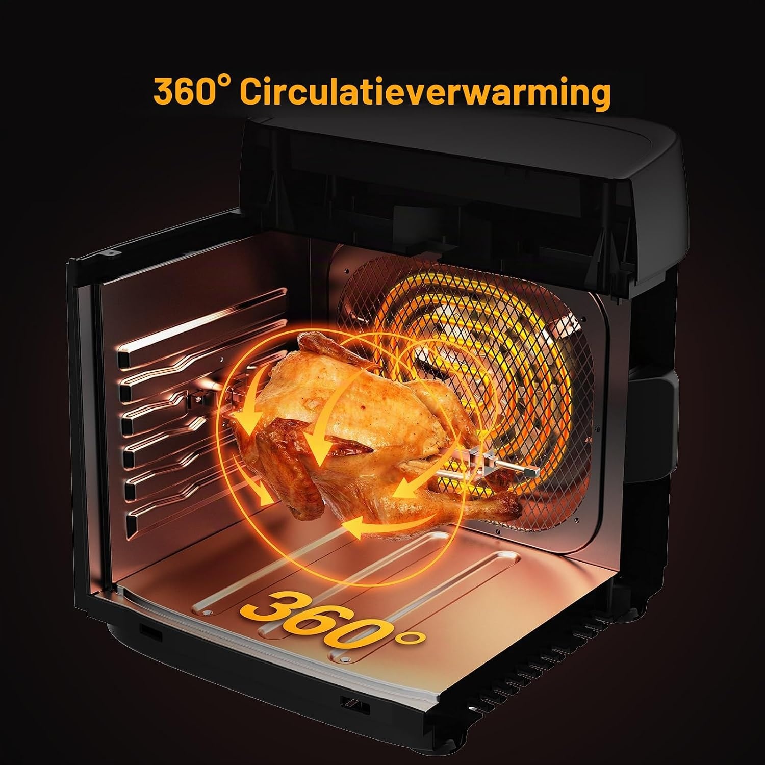 12 liter heteluchtfriteuse, 12-in-1 heteluchtfriteuse met 8 accessoires, oven, grill, droogautomaat, 1800 W Air Fryer zonder olie met 2 grote kijkvensters, 80-200 °C, zwart