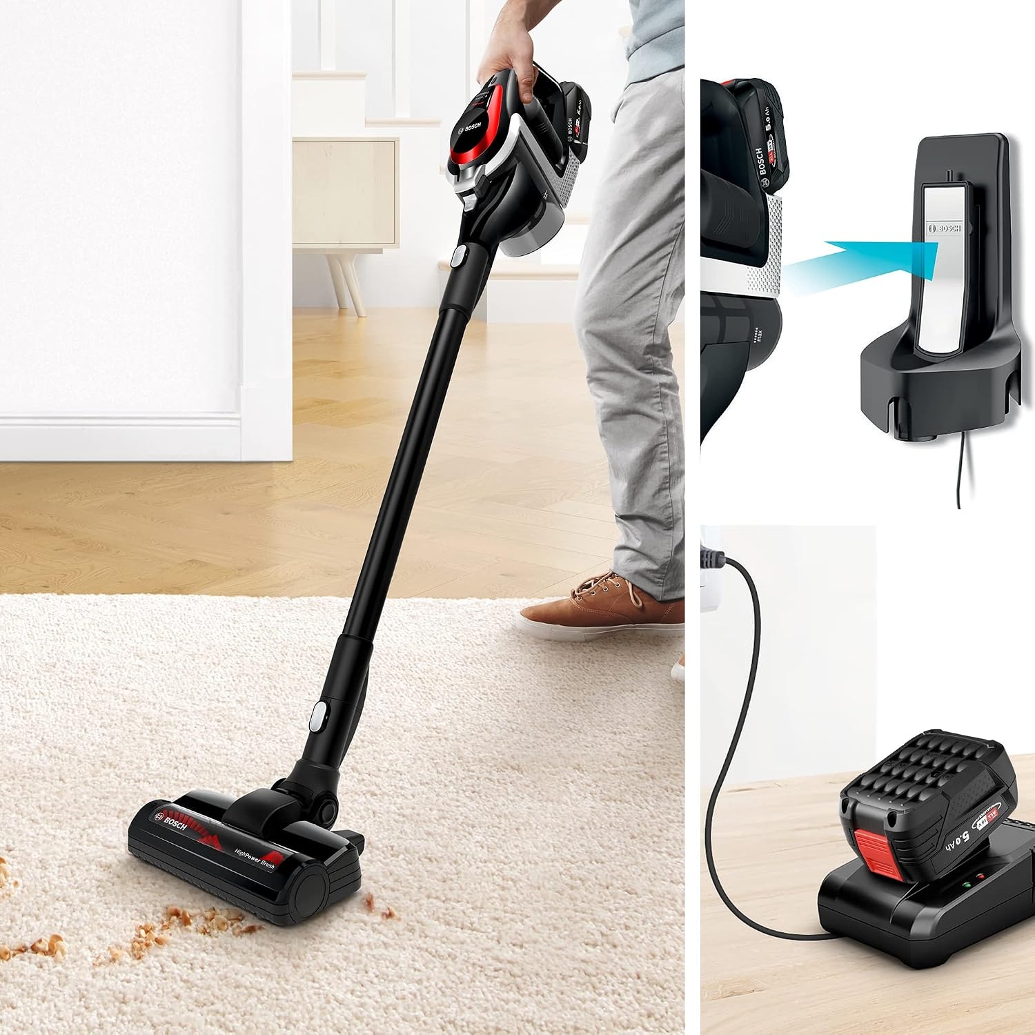 Bosch Unlimited ProPower Serie 8 Steelstofzuiger - Draadloos - Zwart/Rood