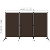 vidaXL Kamerscherm met 3 panelen 260x180 cm bruin