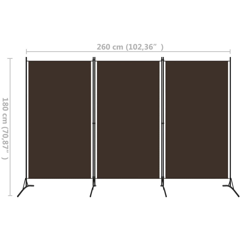 vidaXL Kamerscherm met 3 panelen 260x180 cm bruin