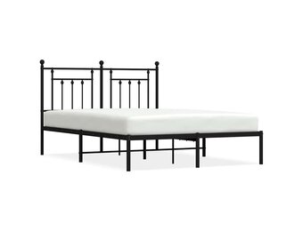 vidaXL Bedframe met hoofdbord metaal zwart 140x200 cm