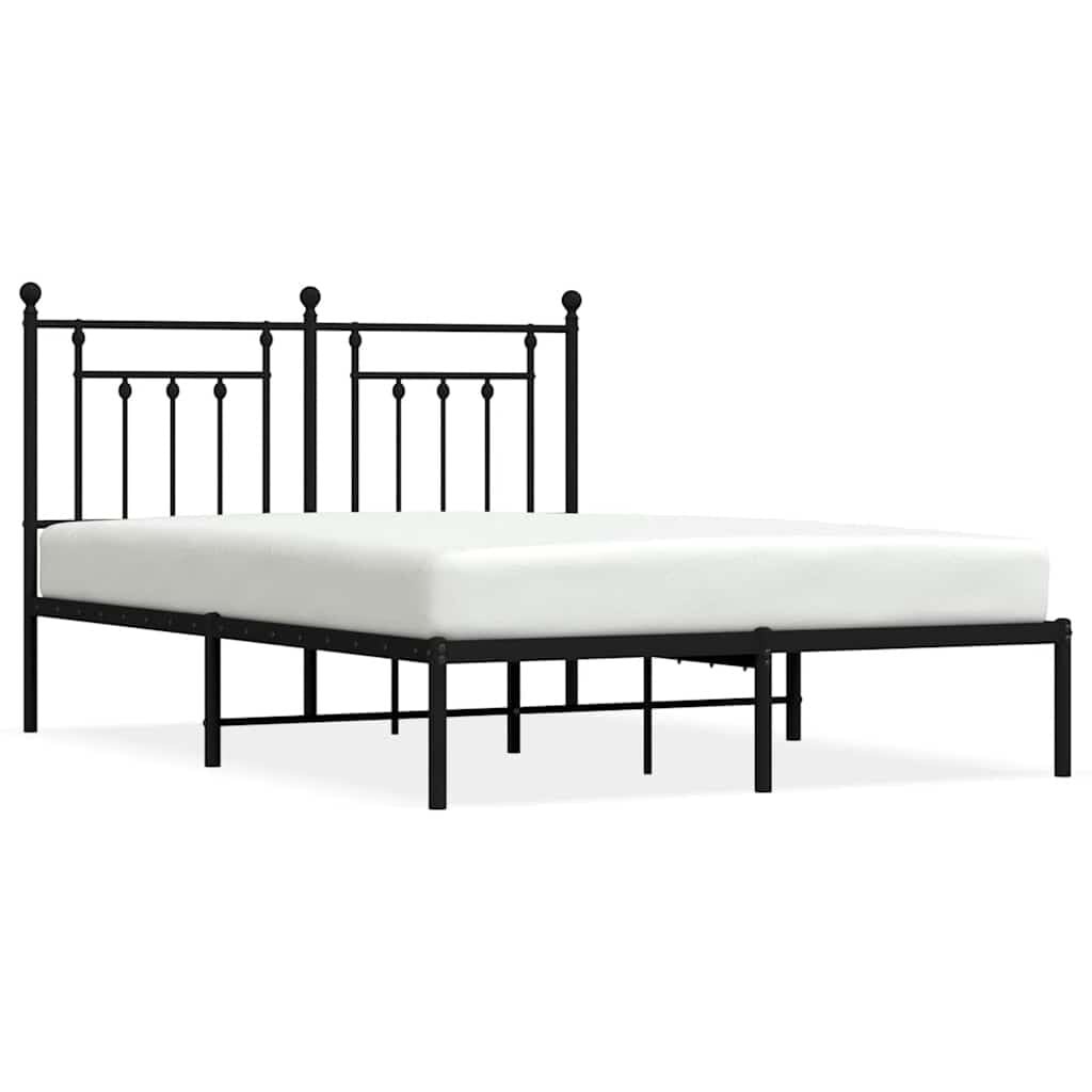 vidaXL Bedframe met hoofdbord metaal zwart 140x200 cm