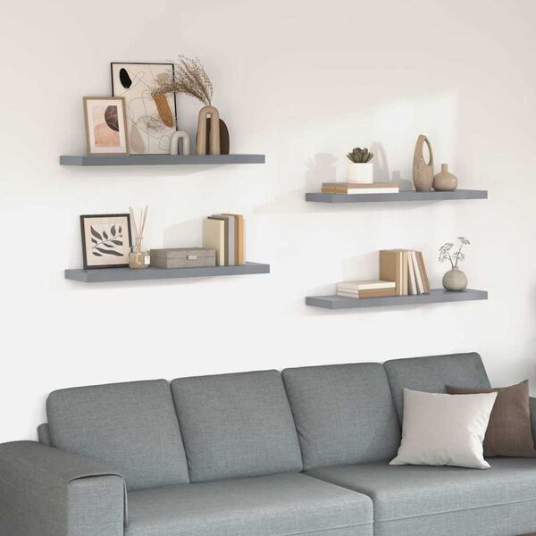 vidaXL Wandschappen zwevend 4 st 90x23,5x3,8 cm MDF grijs