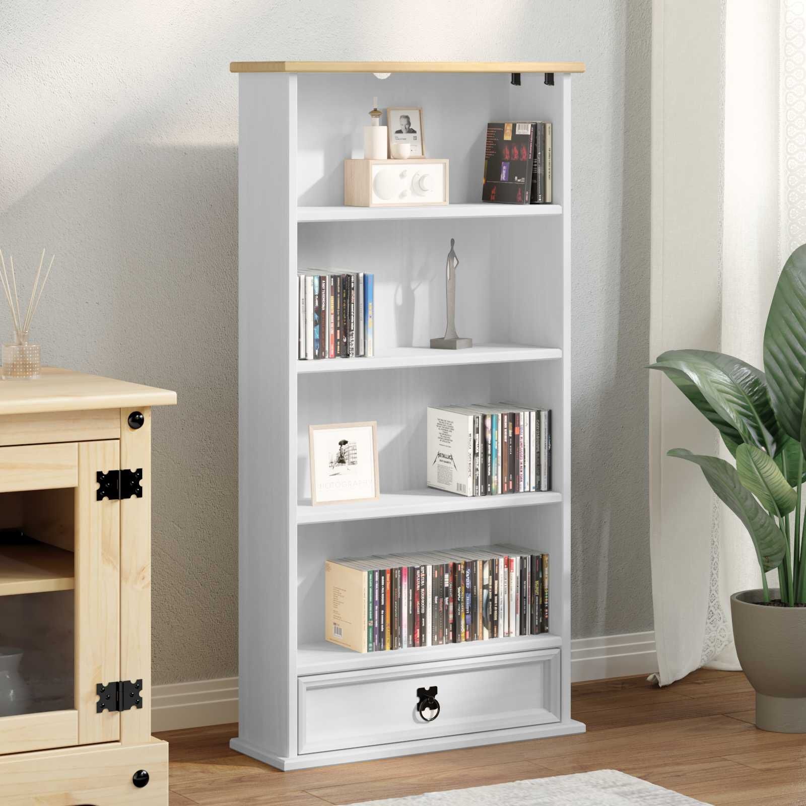 vidaXL CD kast Wit 52 x 17.5 x 103 cm Massief grenenhout