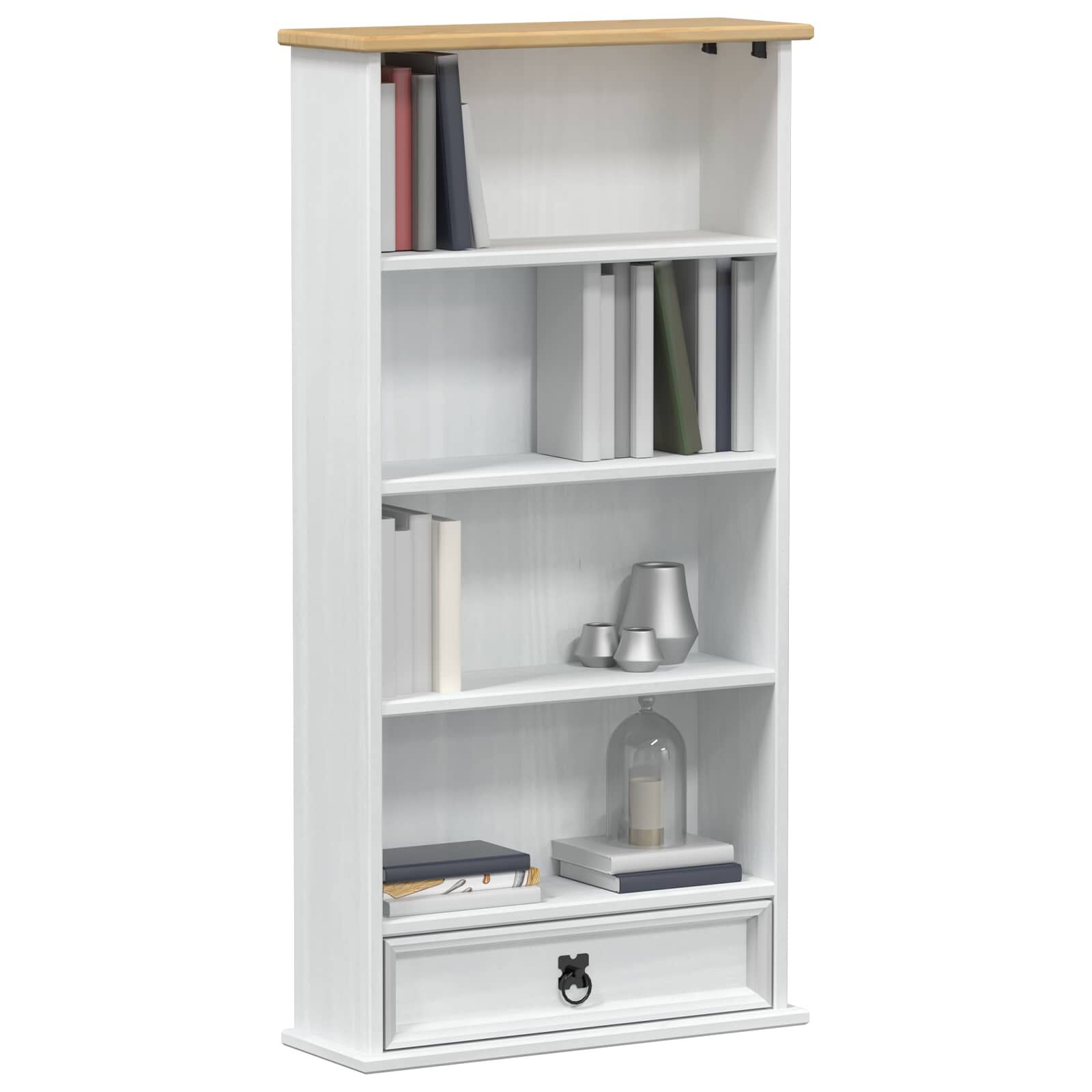 vidaXL CD kast Wit 52 x 17.5 x 103 cm Massief grenenhout