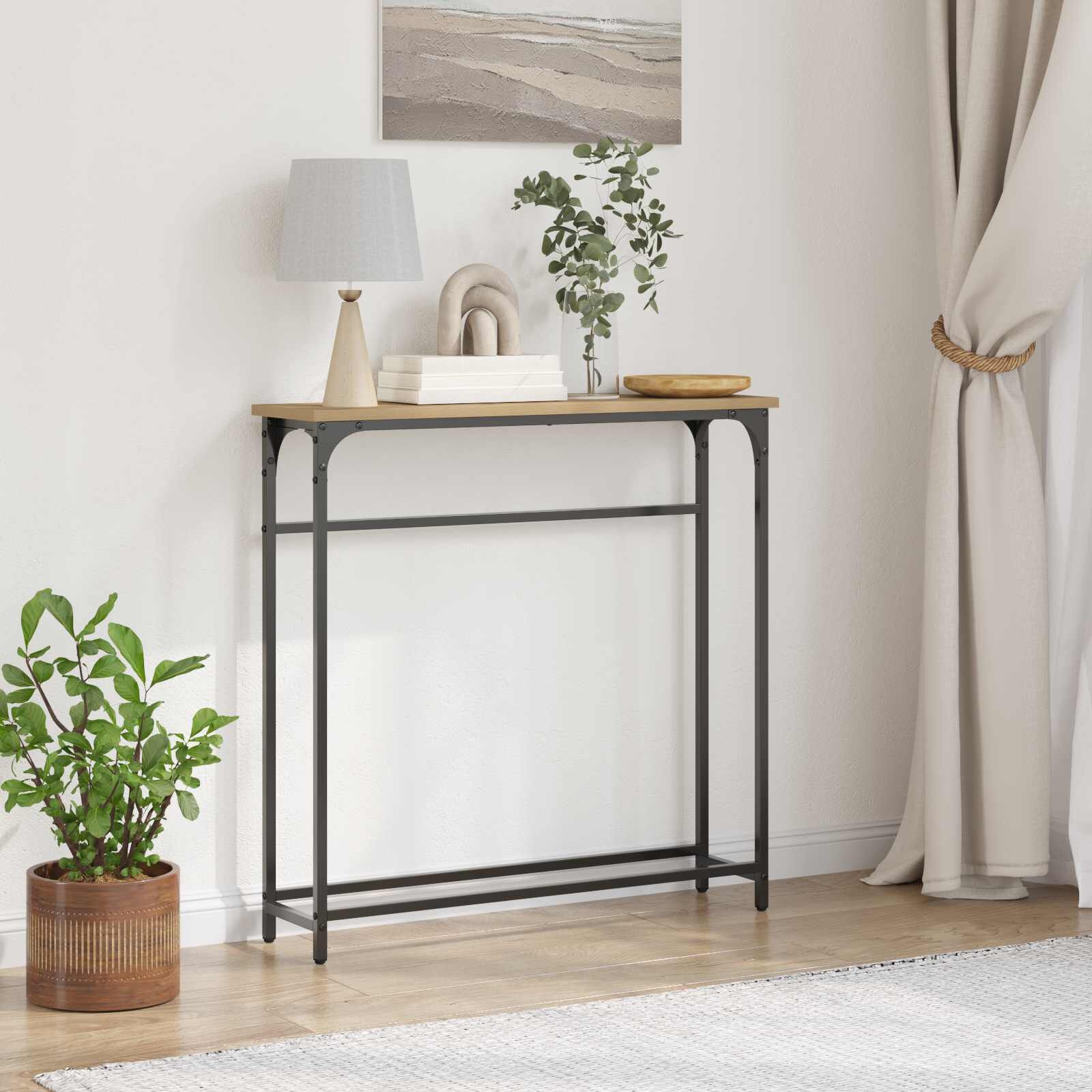 vidaXL Wandtafel Artisan Eiken 75 x 19,5 x 75 cm Bewerkt hout