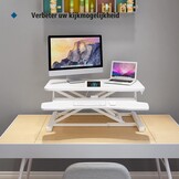 BONTEC Verstelbaar Zit-Sta Bureau Converter 800 x 400 mm - Ergonomisch Werkstation - Wit